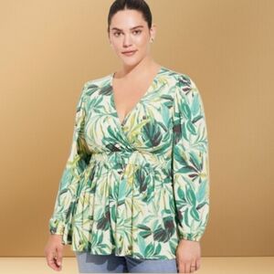 Torrid knit surplice puff Long  sleeve top
